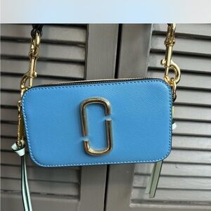 Marc Jacobs blue and gold crossbody bag